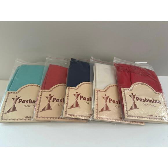 NEW Set of 5 Pashmina Scarves Silk Cashmere JL - Picture 1 of 5
